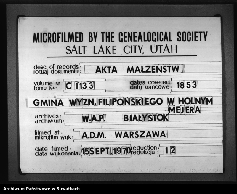 image.from.unit.number "Duplikat Akt Zawartych Ślubów przez Osoby Wyznania Filipońskiego w Gminie Hołny Mejerowskie Od dnia 20 Grudnia do dnia 10/31 Grudnia 1853 r."