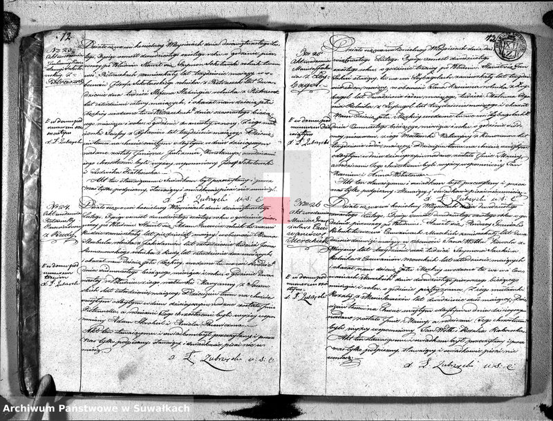 image.from.unit.number "Duplikat aktów urzędnika stanu cyvilnego względem urodzenia, małżeństwa i zeszłych parafii wieysieyskiey na rok 1826, tom I"