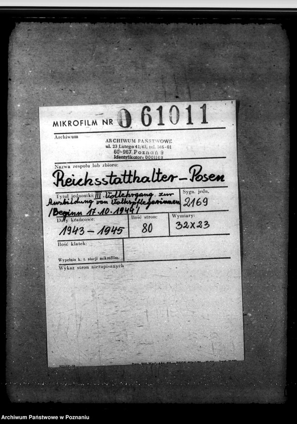 Obraz 2 z jednostki "III. Vollehrgang zur Ausbildung von Volkspflegerinnen - Beginn 17.10.1944"