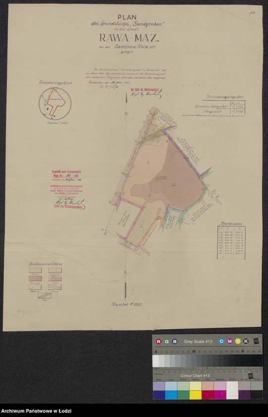 Obraz 1 z jednostki "Plan des Grundstückes "Sandgruben" in der Stadt Rawa-Mazowiecka an der Zamkowa-Wola-strasse gelegen"