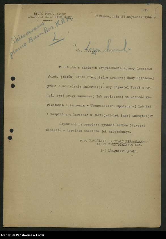 Obraz 6 z jednostki "[Materiały Ignacego Logi - Sowińskiego posła do Krajowej Rady Narodowej i Sejmu Ustawodawczego]"