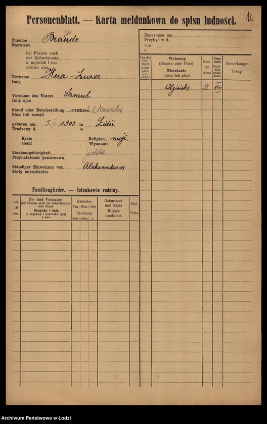 image.from.unit.number "[Spis ludności Łodzi] Bratus - Braune"