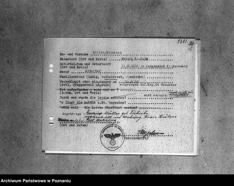 Obraz 20 z jednostki "Amtliche Meldungen Kreis Kulm (Cełmno oraz powiat toruński)"