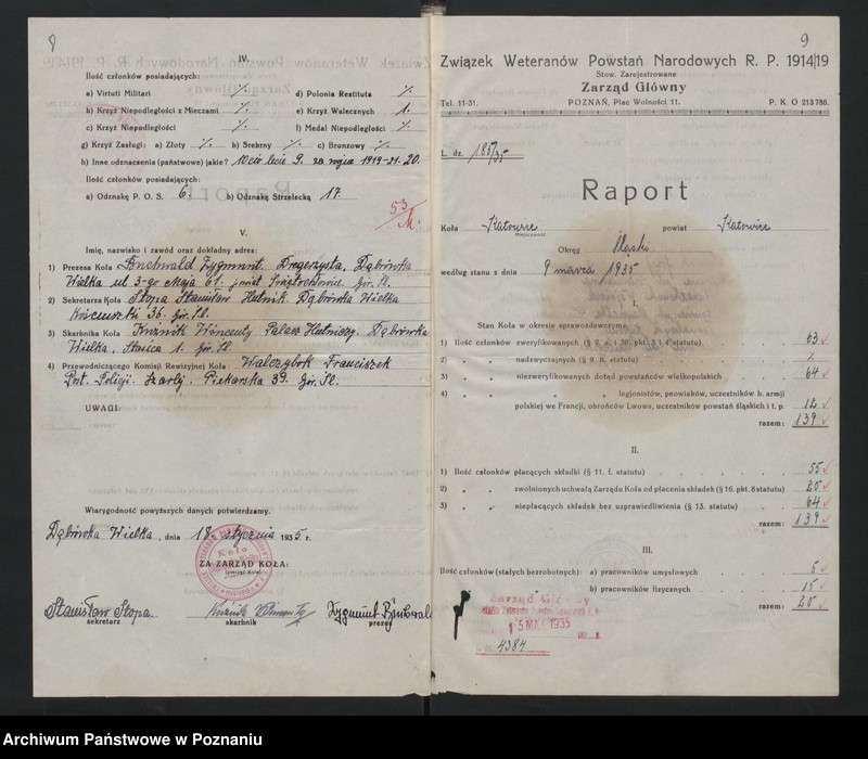 image.from.unit.number "Raporty ze stanu kół okręgu pomorskiego i śląskiego Związku Weteranów Powstań Narodowych Rzeczypospolitej Polski."