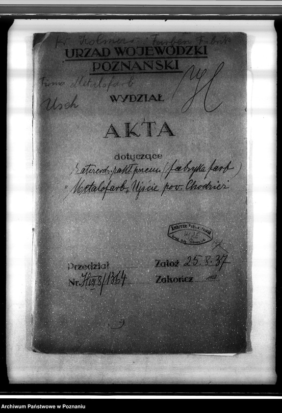 Obraz 4 z jednostki "Zatwierdzenie zakładu przemysłowego Fabryka Farb "Metalofarb" Ujście pow. chodzieski"