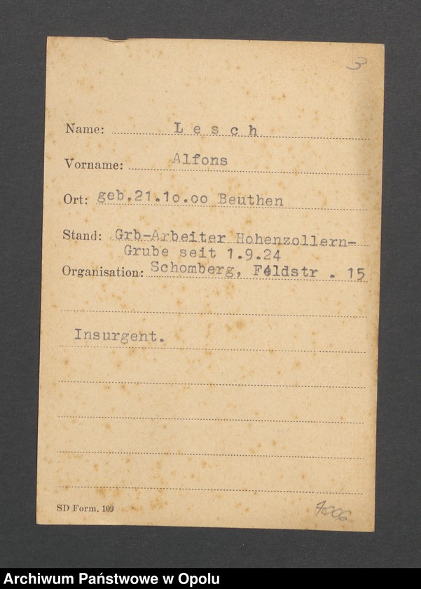 Obraz 5 z jednostki "[Lesch Alfons, ur. 21.10.1900 r. Beuthen]"