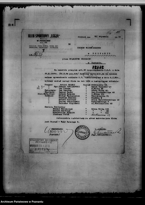 Obraz 20 z jednostki "/Klub Sportowy,,Legia" w Poznaniu/"