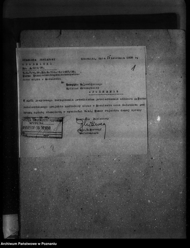 Obraz 5 z jednostki "Młyn wodno-motorowy w Kowalewku pow. obornicki /zatwierdzenie nadbudowy/"