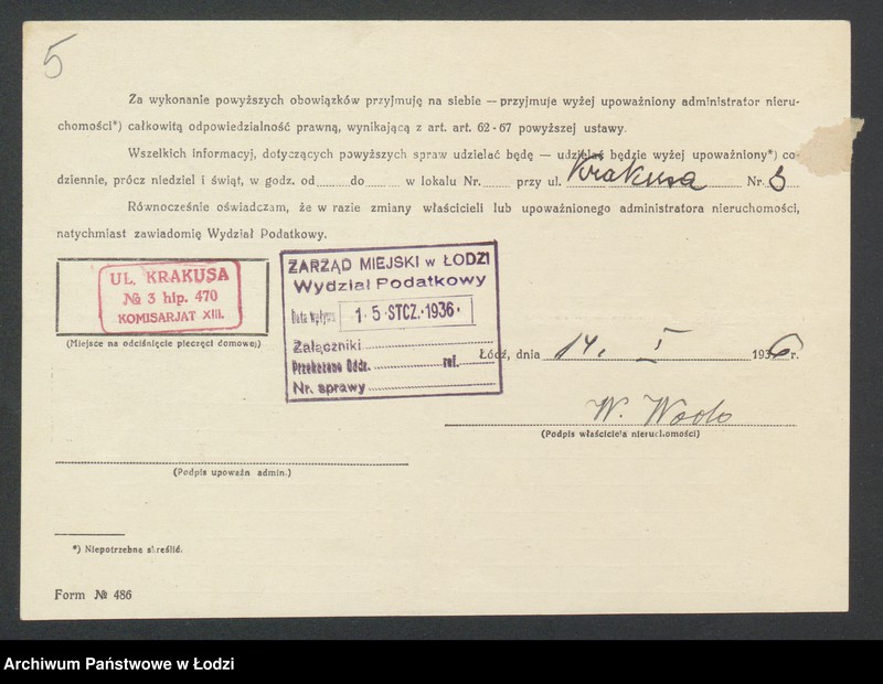 image.from.unit.number "Księga inwentarzowa nieruchomości m. Łodzi ul. Krakusa"