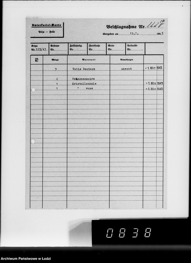 image.from.unit.number "Allgemeine Rechnungen. Durchschläge nr 5. [Kartoteka i zestawienia skonfiskowanych przedmiotów]"