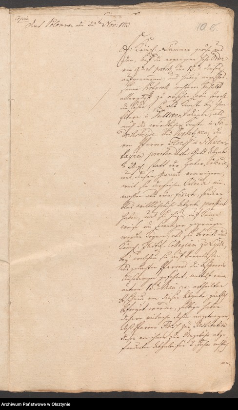 image.from.unit.number "In S. [Sachen] des Prediger Floeß in Schwentainen [Świętajno]. Wegen der Statt der vormahligen Haber„Calende von den Knechten in der neuen Gesinde Ordnung festgesetzten jezo aber von denen als Knechte bey ihren Eltern dienen, den Sohnen in Dorffe Dutcken [Dudki] verweigerten kleinen jährlichen Geld Abgabe"