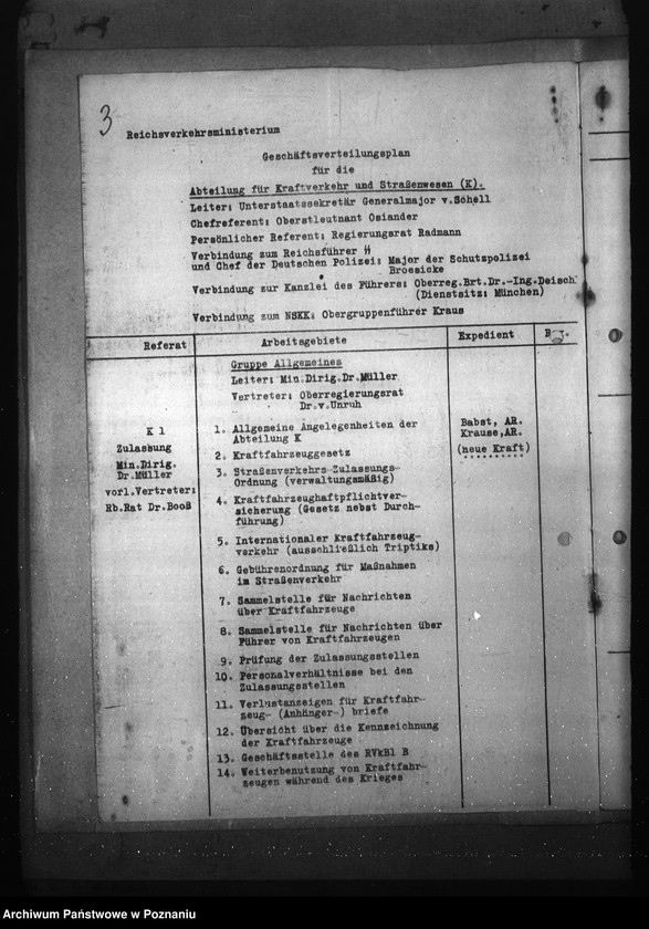 Obraz 7 z jednostki "Podział czynności dla Abteilung für Kraftverkehr und Strassenwesen w Reichsverkehrministerium"