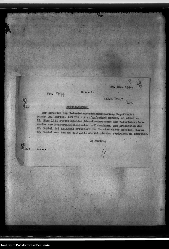 Obraz 7 z jednostki "Veterinäruntersuchungsamt. Bekämpfung der Viehseuchen. Tiergesundheitsamt der Landesbauernschaft"