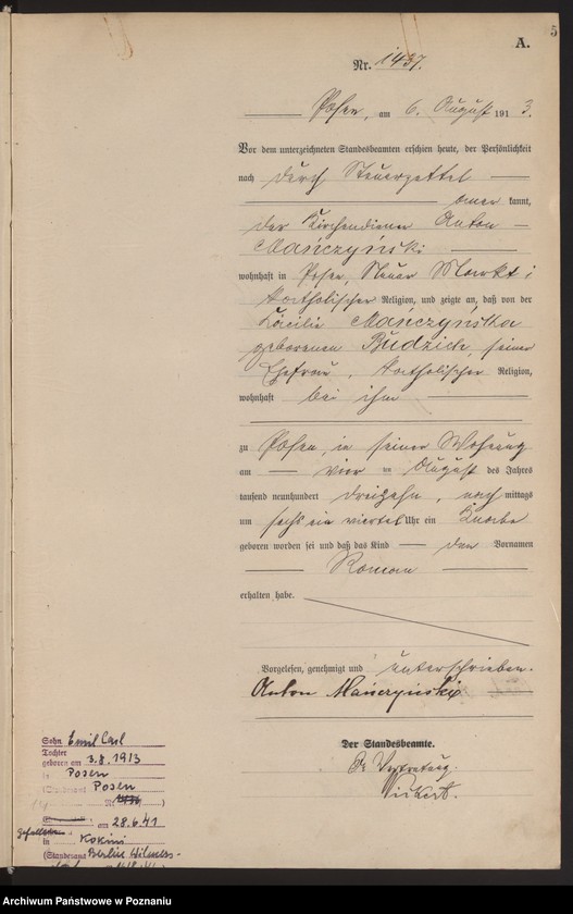 Obraz 7 z jednostki "Księga miejscowa urodzeń tom IV [Rejestr główny urodzeń]"