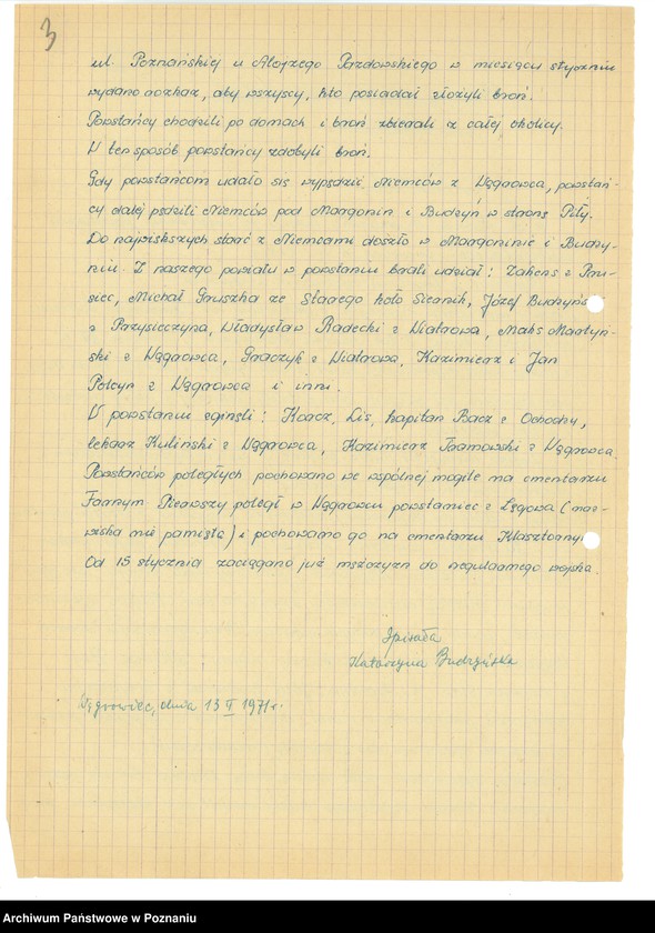 Obraz 14 z jednostki "Relacje i wspomnienia dotyczące powstania wielkopolskiego: 1. Wągrowiec, powiat Wągrowiec, województwo poznańskie."