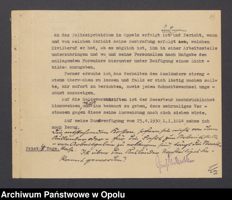 Obraz 19 z jednostki "[Zezwolenie na pobyt - dezerter Johann Kowalczyk, ur. 4. 08. 1908 w Oświęcimiu]"