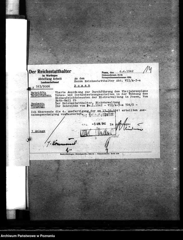 Obraz 18 z jednostki "Bauliche Massnahmen im Gebäude der Eichverwaltung in Posen"