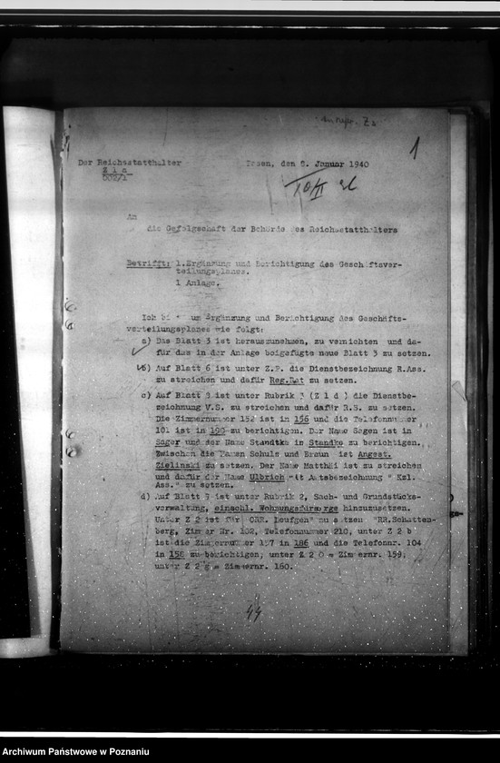 Obraz 5 z jednostki "Geschäftsverteilungsplan. Luftschutz und Bradwache"