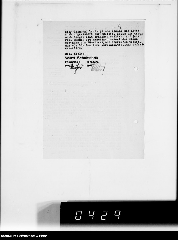 Obraz 11 z jednostki "Württembergische Schuhfabrik Faurndau G.m.b.H.Schriftwechsel"