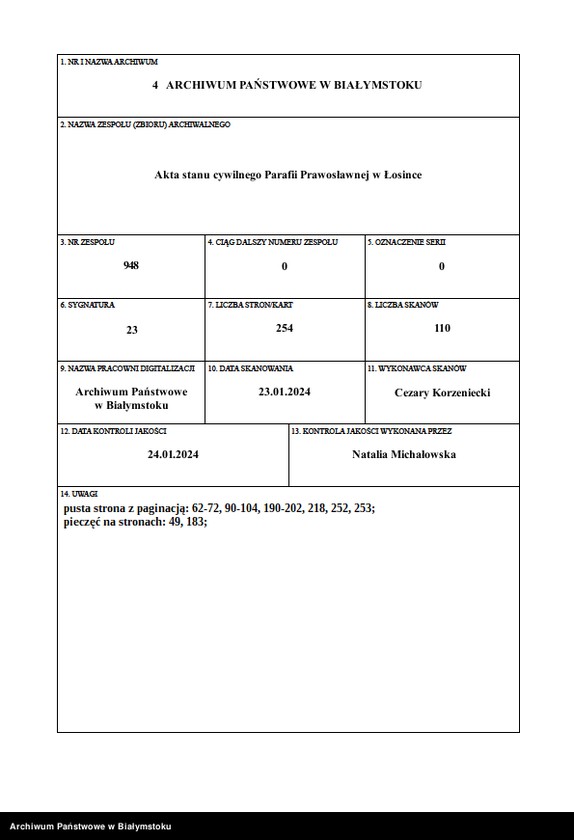 Obraz 1 z jednostki "[Akta urodzeń, małżeństw i zgonów za lata 1914-1915 i 1919]"