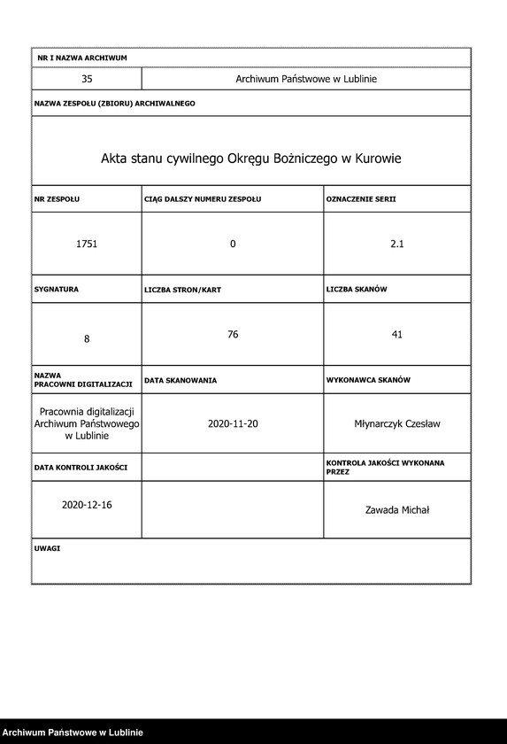 Obraz 1 z jednostki "Księga urodzeń, małżeństw i zgonów"