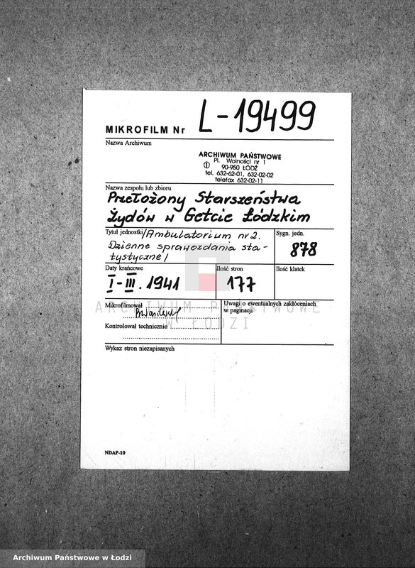 Obraz 2 z jednostki "[Ambulatorium nr 2. Dzienne sprawozdania statystyczne]"