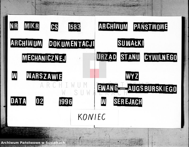 image.from.unit.number "Duplikat aktów Urodzenia, Małżeństw i Zejścia dla Filiału Ewangelicko- Augsburgskiego w mieście Serejach sporządzony na rok 1858"