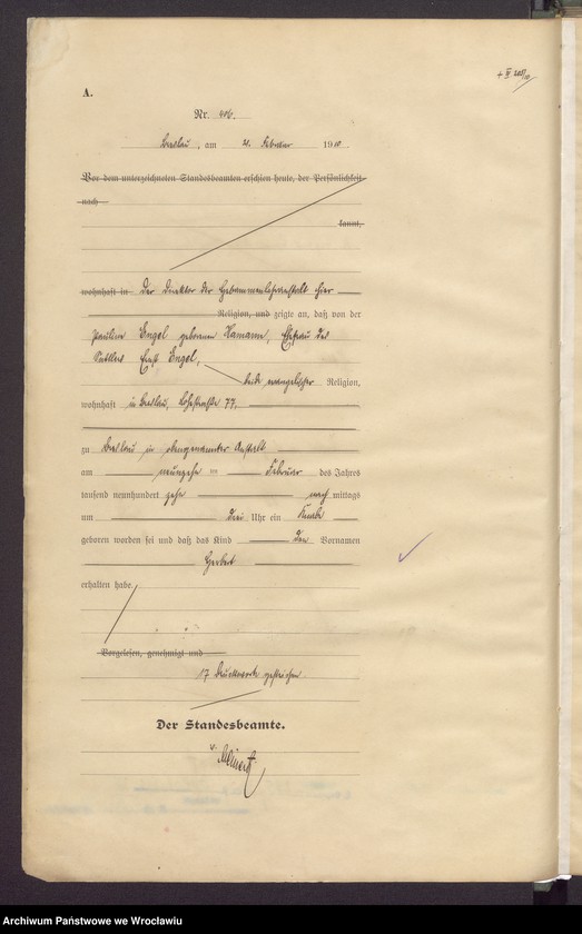 image.from.unit.number "Geburts-Haupt-Register Breslau IV 1910 Band 2"