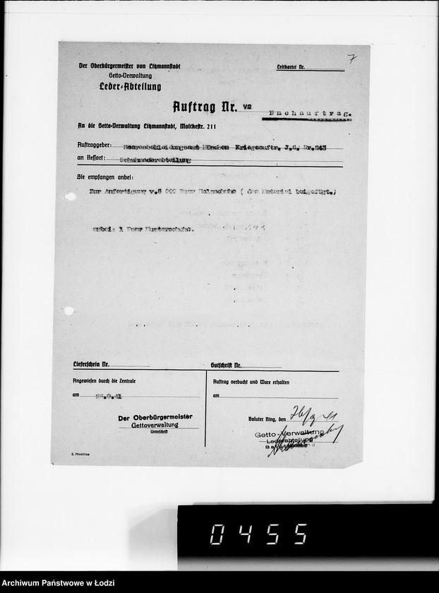 Obraz 11 z jednostki "Kriegsauftrag J.S.243 Holzschuhe [dla Heeresbekleidungsamt München] 85"