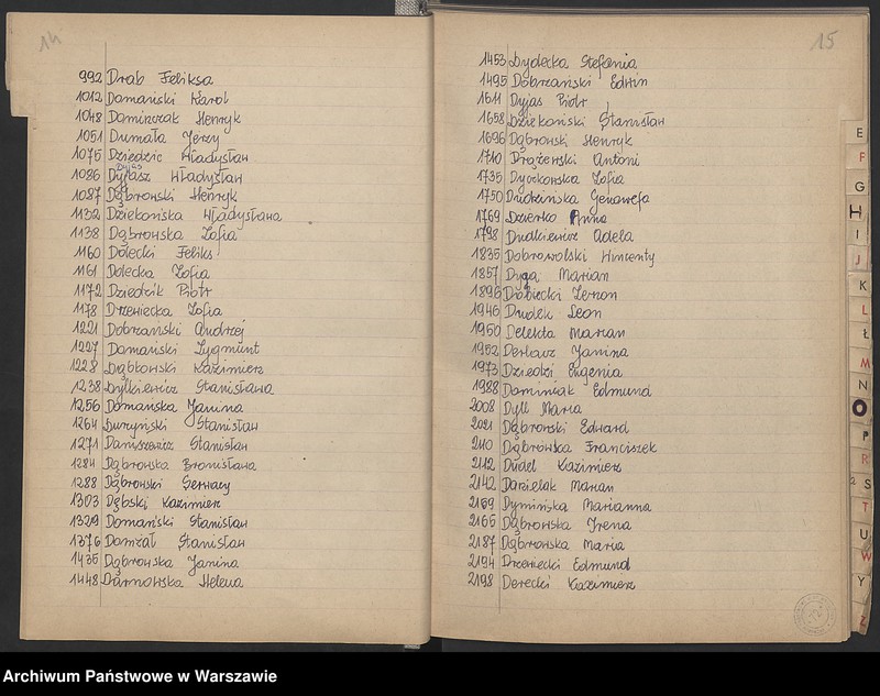 Obraz 13 z jednostki "Skorowidz do akt urodzeń"