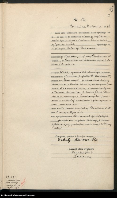 Obraz 15 z jednostki "Księga miejscowa zgonów tom I [Rejestr główny zgonów]"