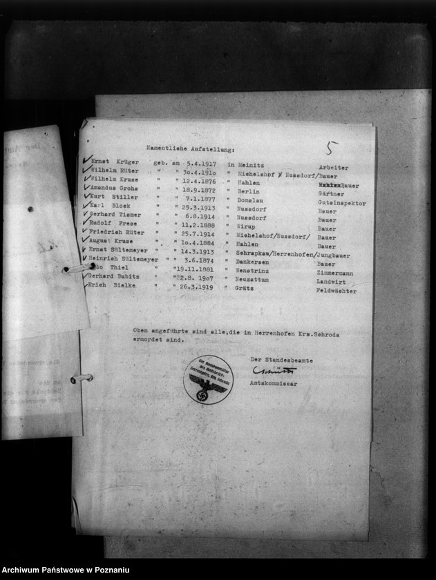 Obraz 9 z jednostki "Kreis Schroda (Środa).Korespondencja i wykazy Niemców, którzy zginęli w 1939 roku"