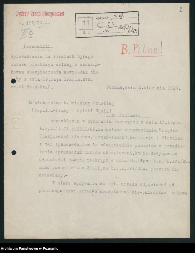 Obraz 4 z jednostki "[Korespondencja z Wyższym Urzędem Ubezpieczeń w Poznaniu, sprawozdania z działalności urzędów ubezpieczeń]"
