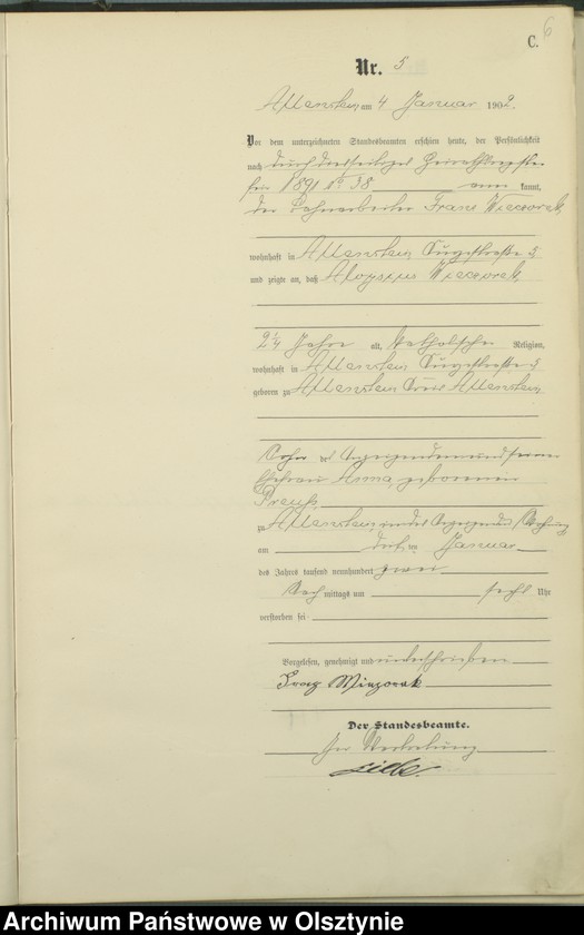 image.from.unit.number "Sterbe-Haupt-Register Tom I,Nr 1 - 394"