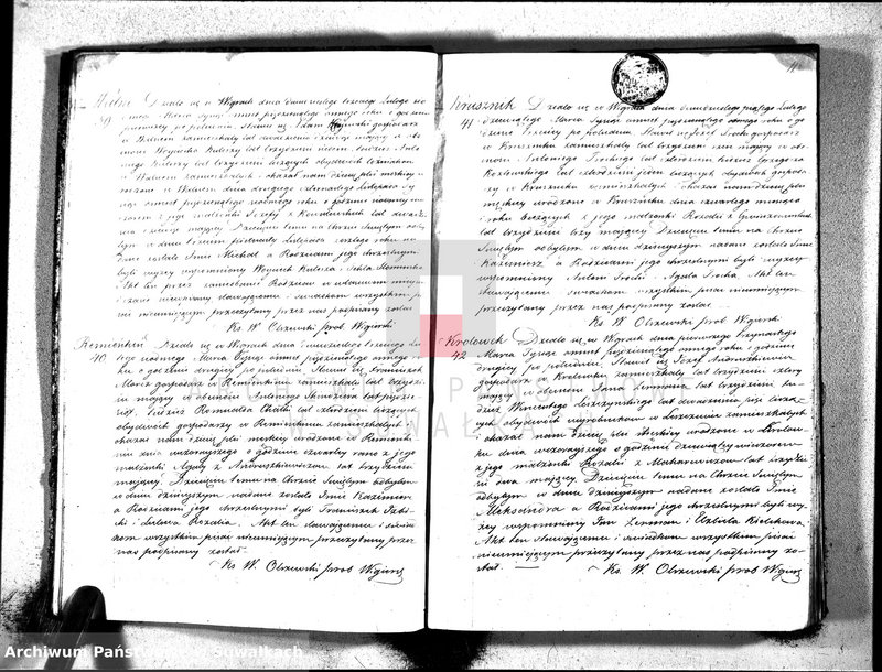 image.from.unit.number "Duplikat akt urodzonych, zaślubionych i zmarłych parafii wigierskiej na rok 1858"