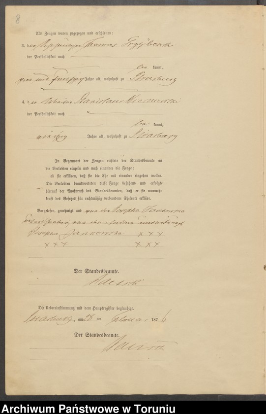 image.from.unit.number "Heiraths-Neben-Register Stadt Strasburg [Brodnica-Miasto] für das Jahr 1876"