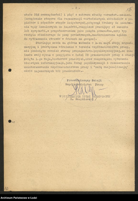 Obraz 16 z jednostki "Dyrekcja Okręgowa Kolei Państwowych - sprawozdania z rozwoju współzawodnictwa pracy"