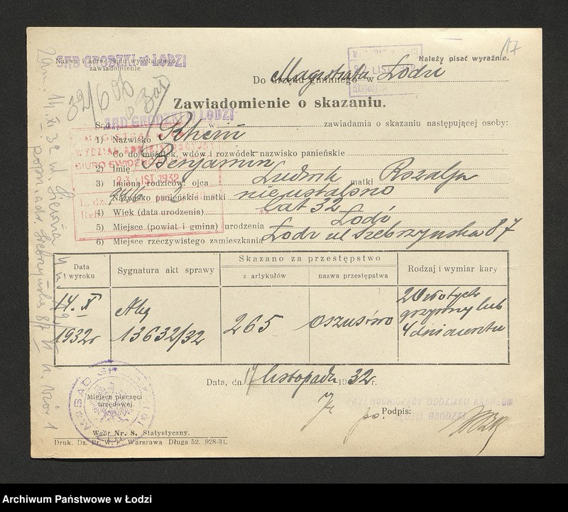 Obraz 19 z jednostki "Dowody metrykalne stałych mieszkańców osady Bałuty nr domu 32-34"