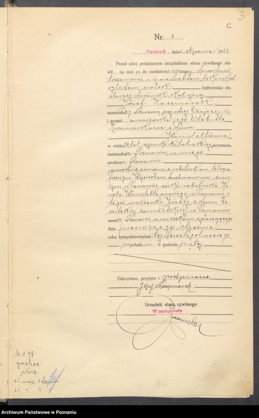 Obraz 5 z jednostki "Księga miejscowa zgonów tom I [Rejestr główny zgonów]"