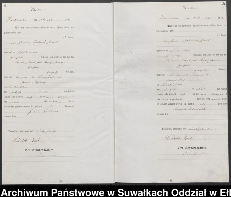 image.from.unit.number "Geburts-Haupt-Register des Königlichen Preussischen Standes-Amtes Kallischken Kreis Johannisburg"