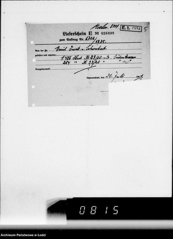 Obraz 9 z jednostki "E. Rechnungen [za dostawy towarów spoza Getta]"