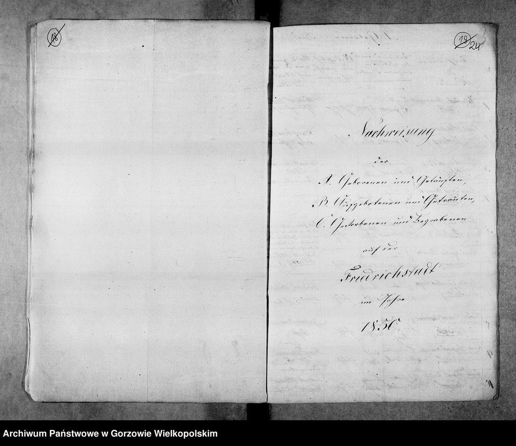 image.from.unit.number "Duplikate der Kirchenbücher von Wepritz (Wieprzyce) und Friedrichstadt (przedmieście Gorzowa Wielkopolskiego), Giesen (Jeże) und Bergenhorst"