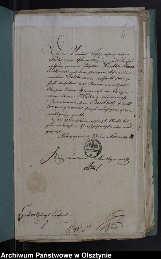 image.from.unit.number "Proclamations-Atteste und gerichtl. Heirats-Consense zu Copulationen im Kirchspiel Mohrungen"