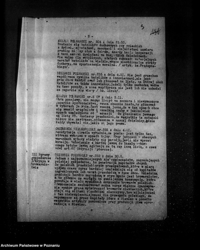 Obraz 7 z jednostki "Sprawozdania tygodniowe z życia społeczno-politycznego i z życia mniejszości narodowych za okres od 31 października do 27 listopada 1930 r."