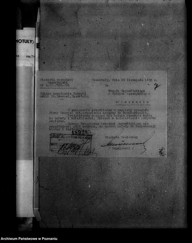 Obraz 11 z jednostki "Zatwierdzenie zakładu przemysłowego /fabryki mebli/ Bracia Koerpel w Szamotułach"