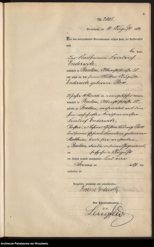 image.from.unit.number "Sterbe-Neben-Register Breslau I 1904 Band 6"