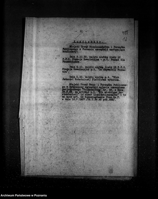 Obraz 16 z jednostki "Sprawozdania sytuacyjne za miesiąc październik 1929 /nr 31-32-33/"