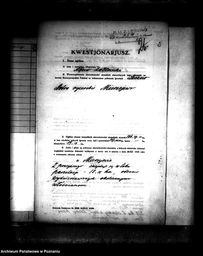 Obraz 6 z jednostki "Majątek Mierzejewo powiatu leszczyńskiego wyłączenie z art. 4/5 ustawy o reformie rolnej Alfred Ziółkowski"