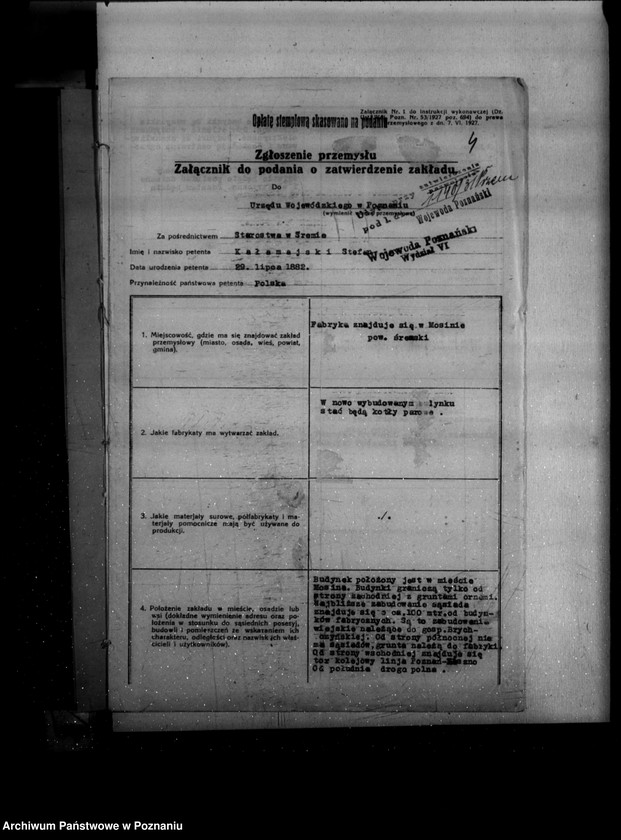 Obraz 8 z jednostki "Zatwierdzenie projektu zakładu przemysłowego nr 406 /urządzenia kotłowni i komina/ Farbiarni, Pralni Chemicznej w Mosinie powiat poznański"