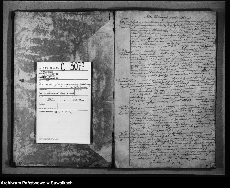 image.from.unit.number "Duplikat urodzonych, zaślubionych i umarłych parafii wiżajńskiej z roku 1850"